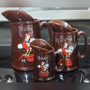 Vintage Redware Pancake set